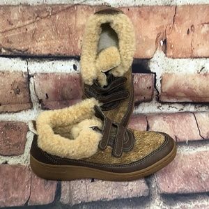 Bates Floaters Womens Fleece Wool Lined Brown Shoe